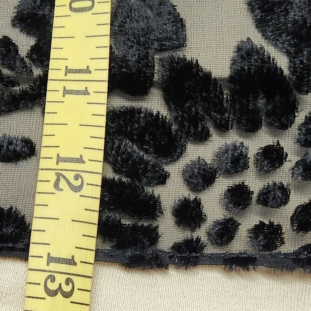 Casual Corner Black Burnout Velvet Floral Scarf Sheer Mesh Devore Sunflowers